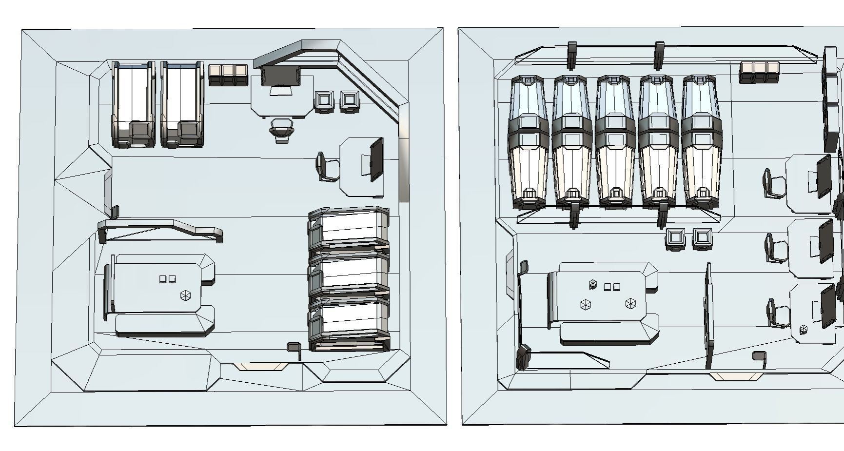 isometrical recreation room barrack hospital all Low-poly 3D model_22