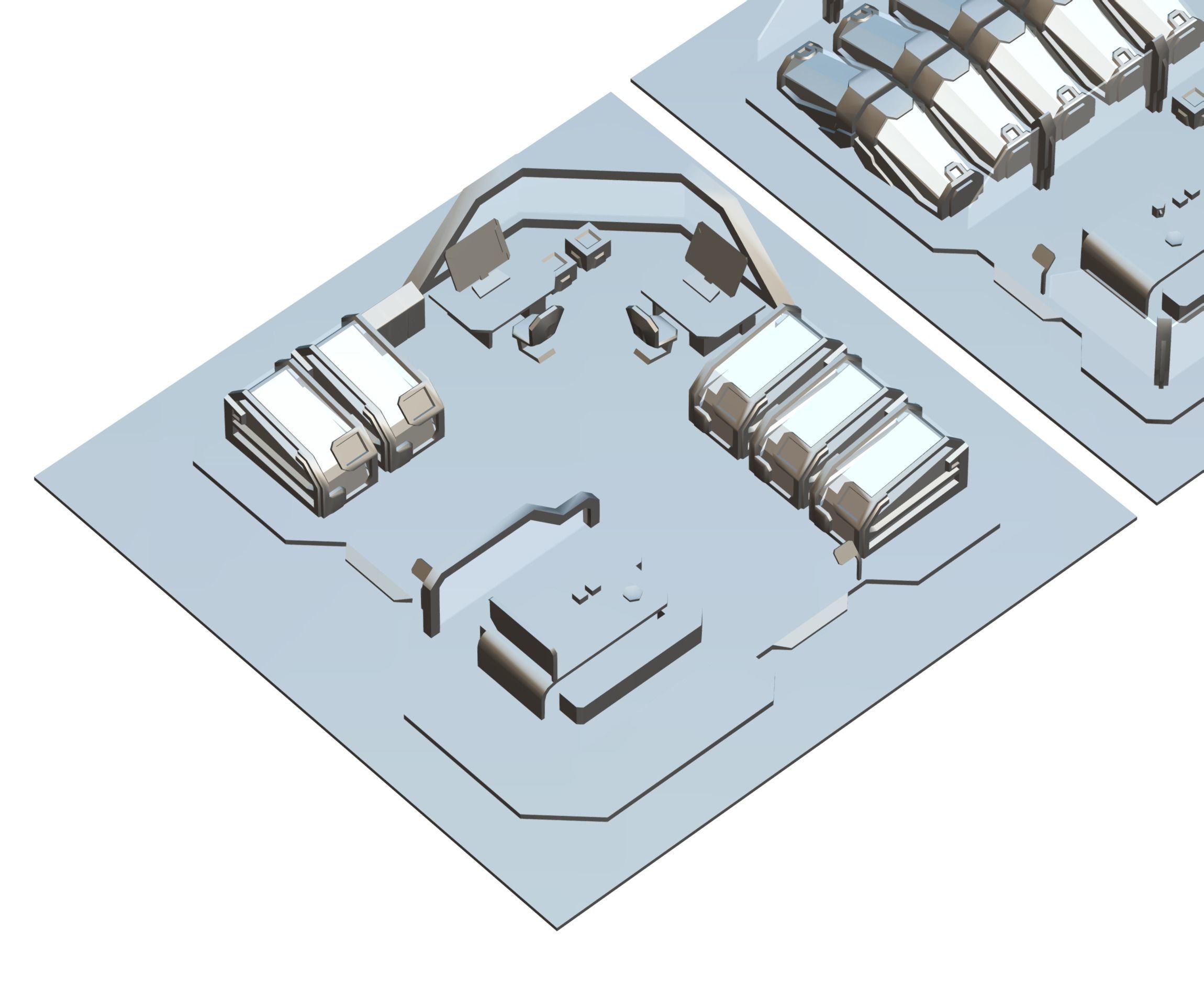 isometrical recreation room barrack hospital all Low-poly 3D model_28