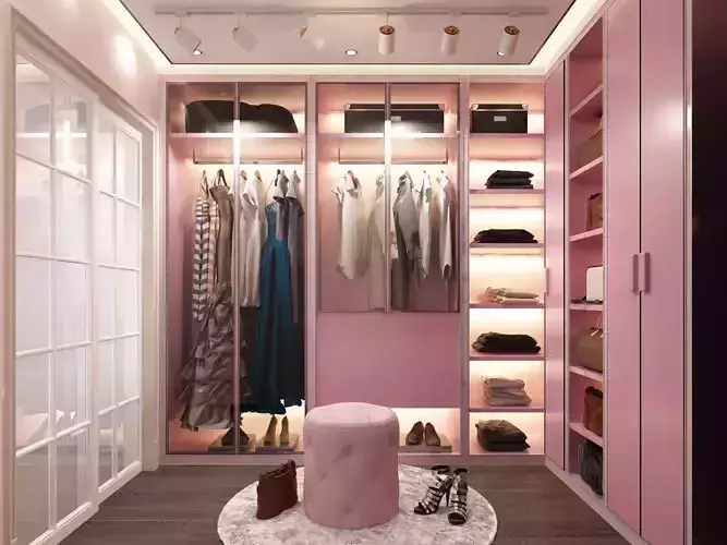 Girl Dressing room interior scene 3D model