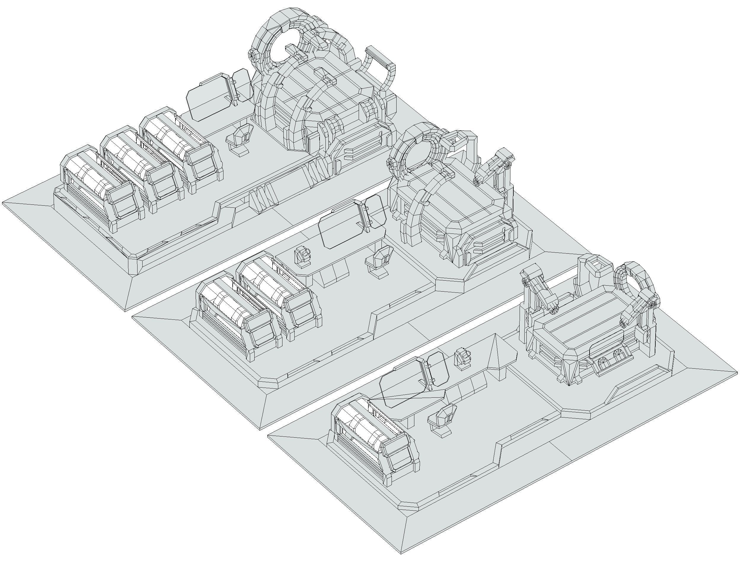 isometrical medical room hospital 03  Low-poly 3D model_32