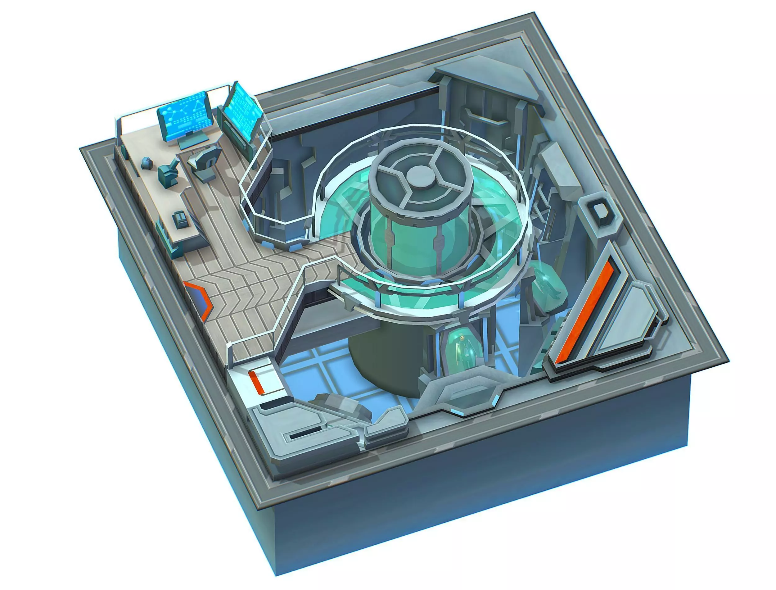 isometrical medical room cold cryochamber Low-poly 3D model_0