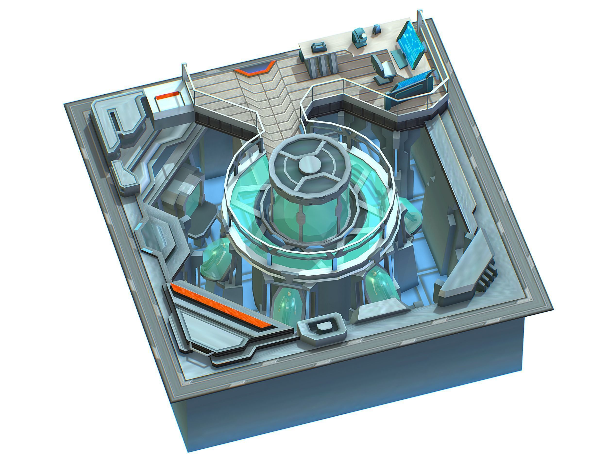 isometrical medical room cold cryochamber Low-poly 3D model_3