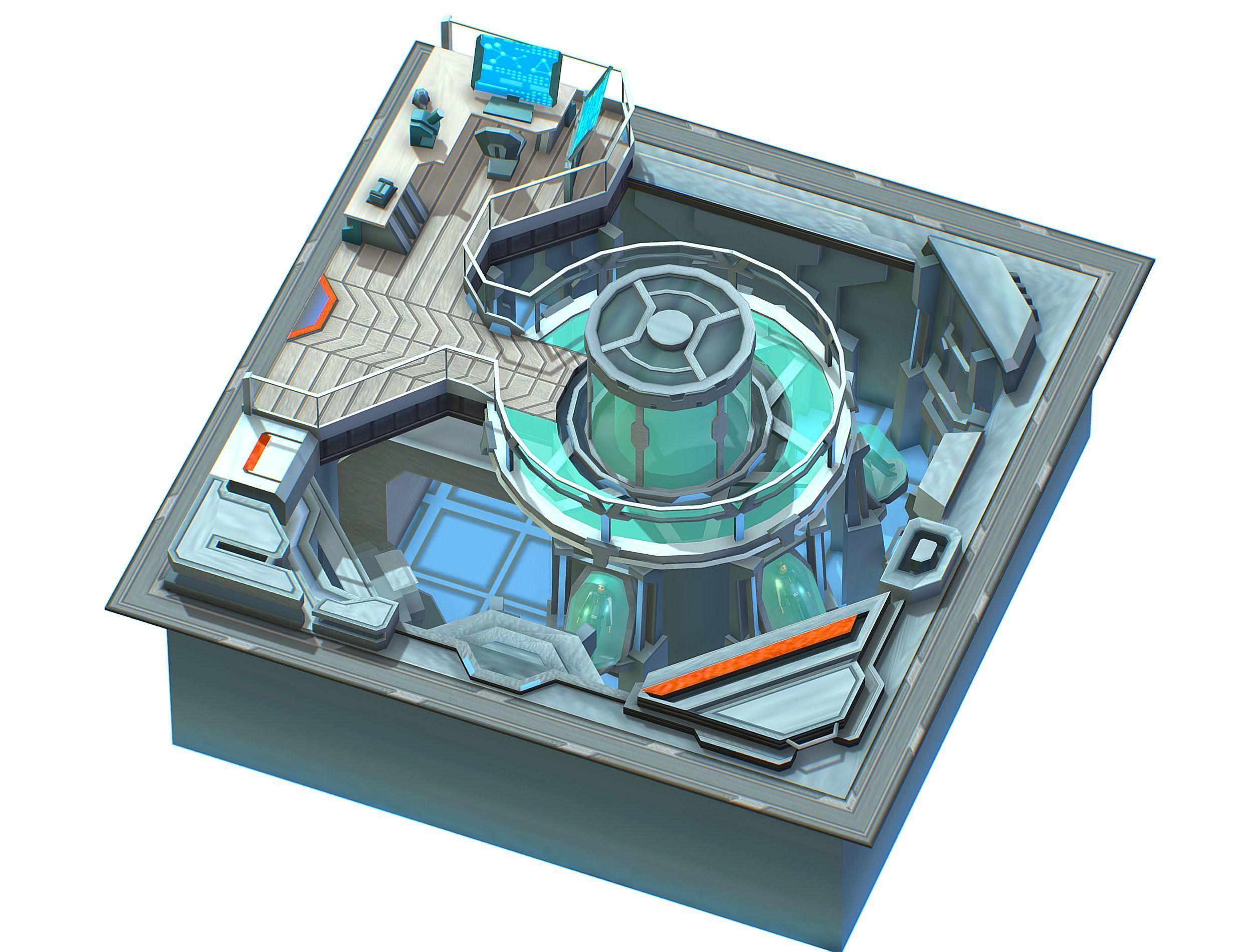 isometrical medical room cold cryochamber Low-poly 3D model_1
