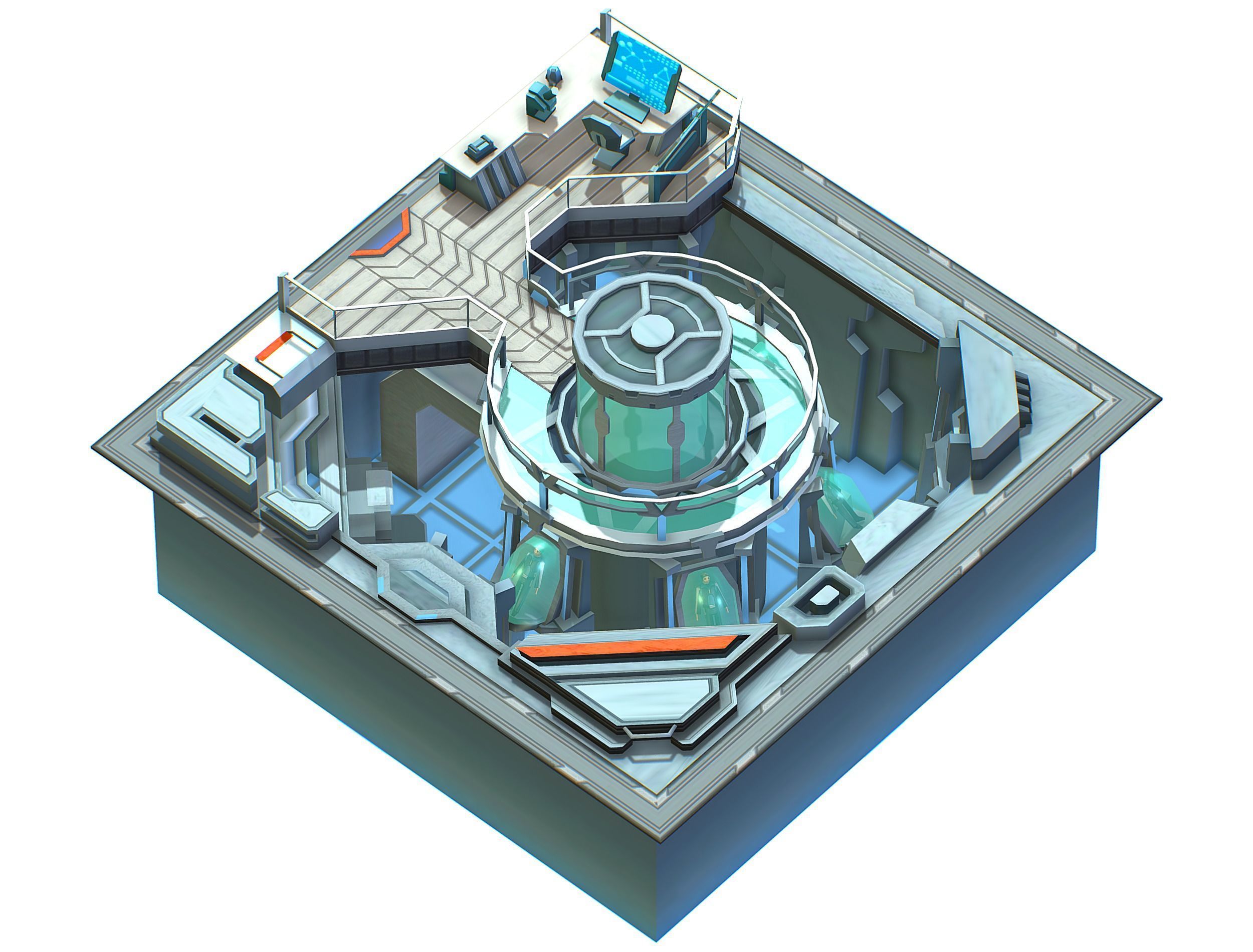 isometrical medical room cold cryochamber Low-poly 3D model_2
