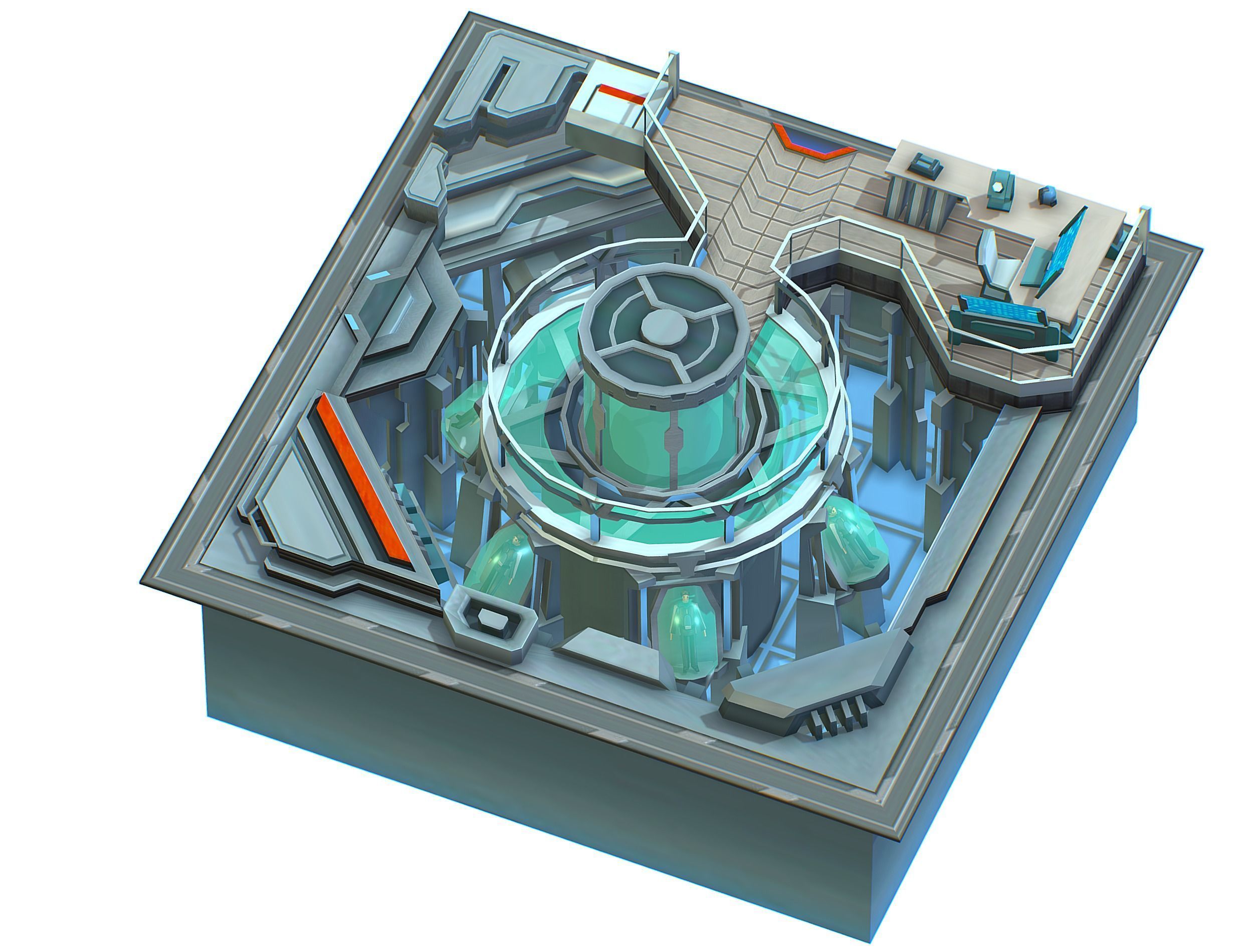 isometrical medical room cold cryochamber Low-poly 3D model_4