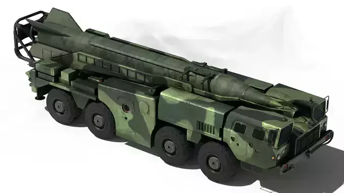 SCUD-B military vehicle Low-poly 3D model