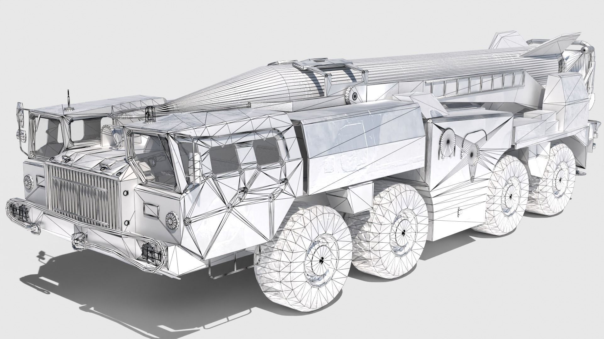 SCUD-B military vehicle Low-poly 3D model_10