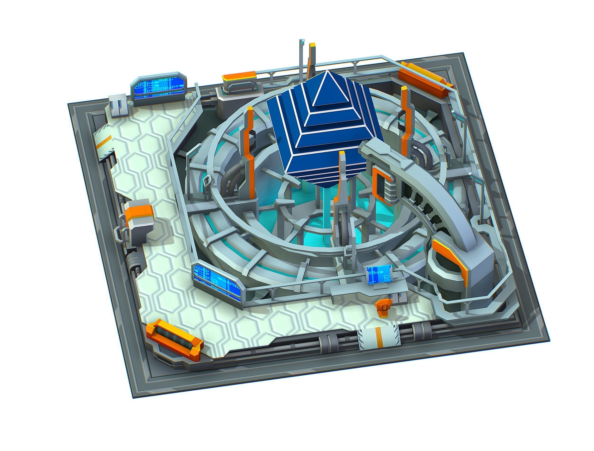 isometrical Computing Center Server Core Low-poly 3D model_2