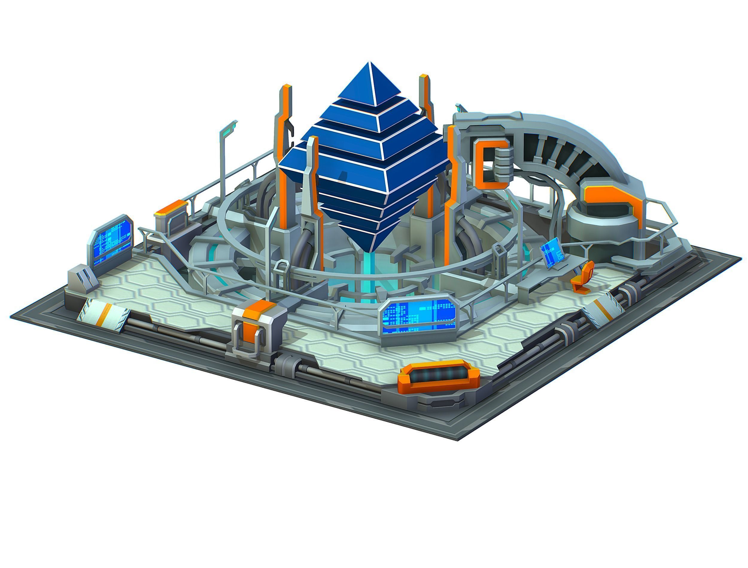 isometrical Computing Center Server Core Low-poly 3D model_10