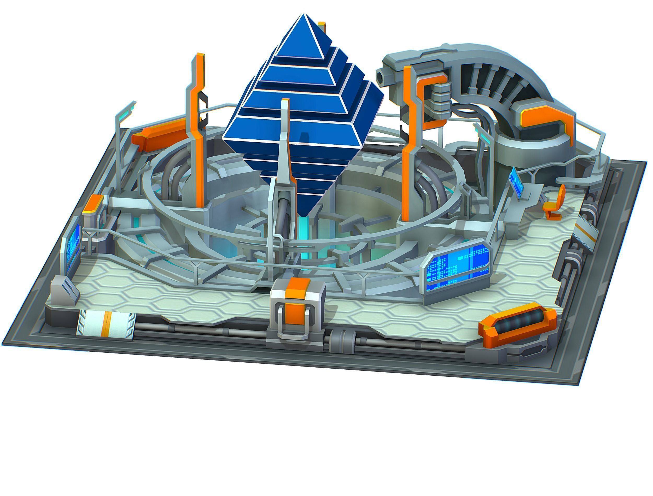 isometrical Computing Center Server Core Low-poly 3D model_9