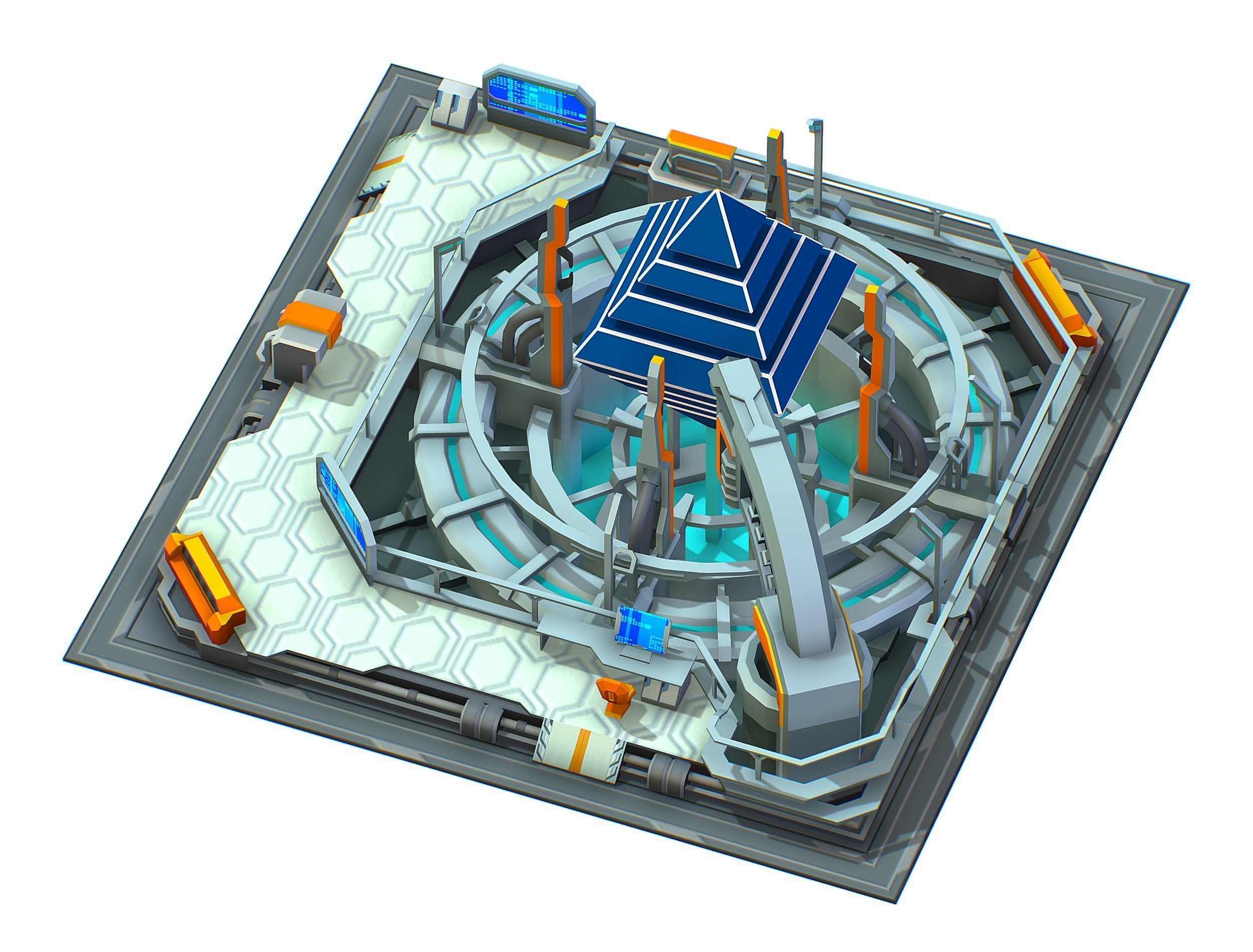 isometrical Computing Center Server Core Low-poly 3D model_3