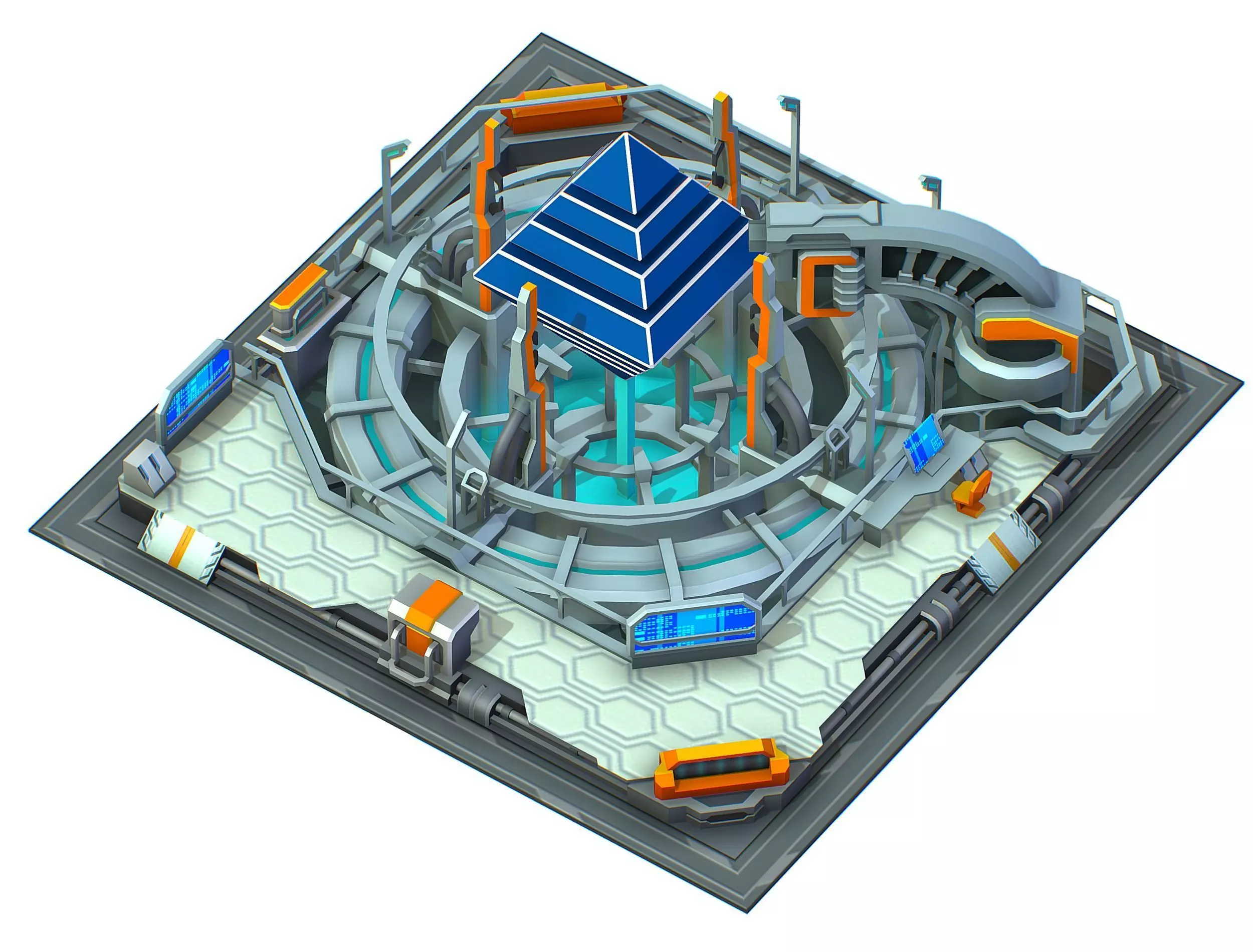 isometrical Computing Center Server Core Low-poly 3D model_0