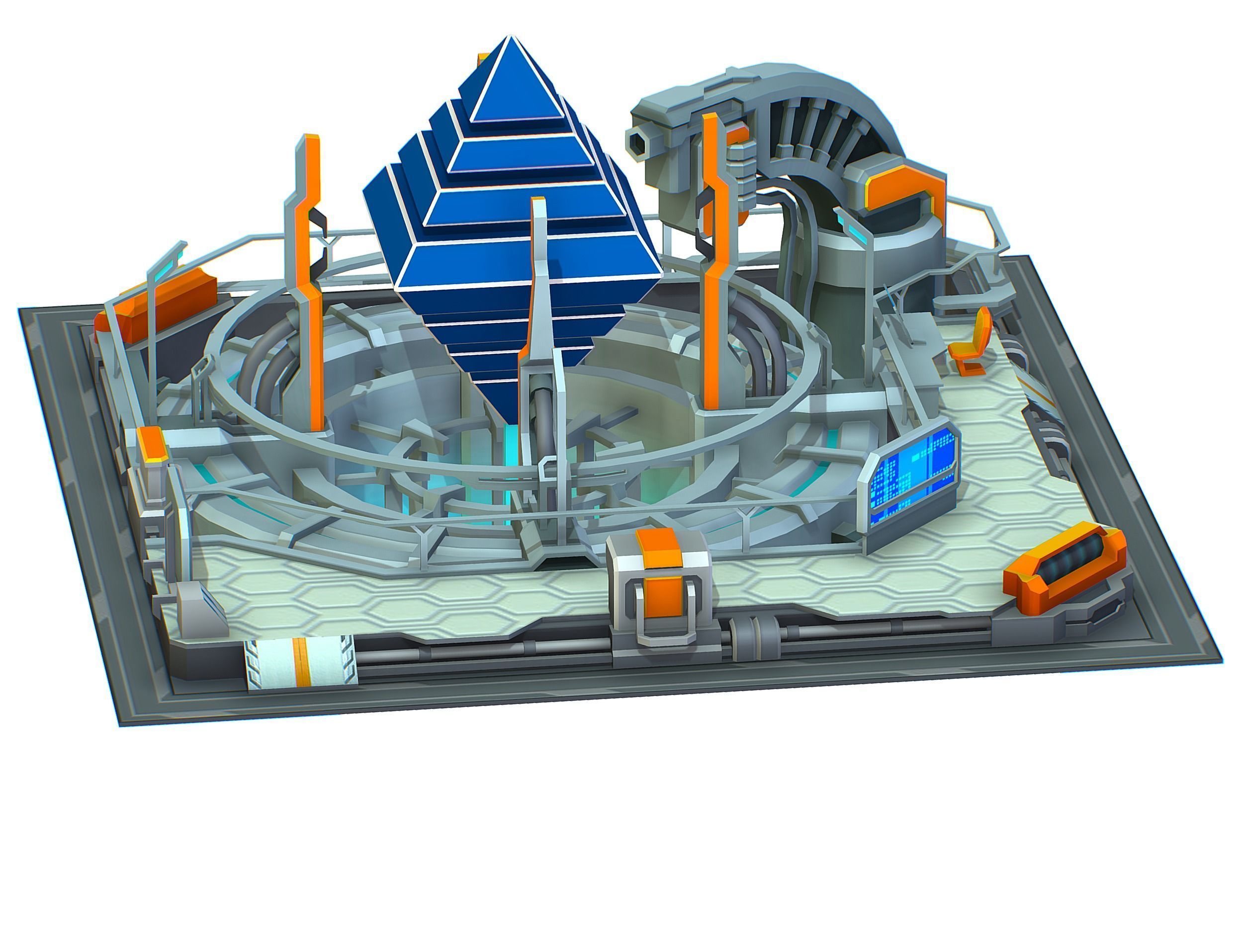isometrical Computing Center Server Core Low-poly 3D model_8