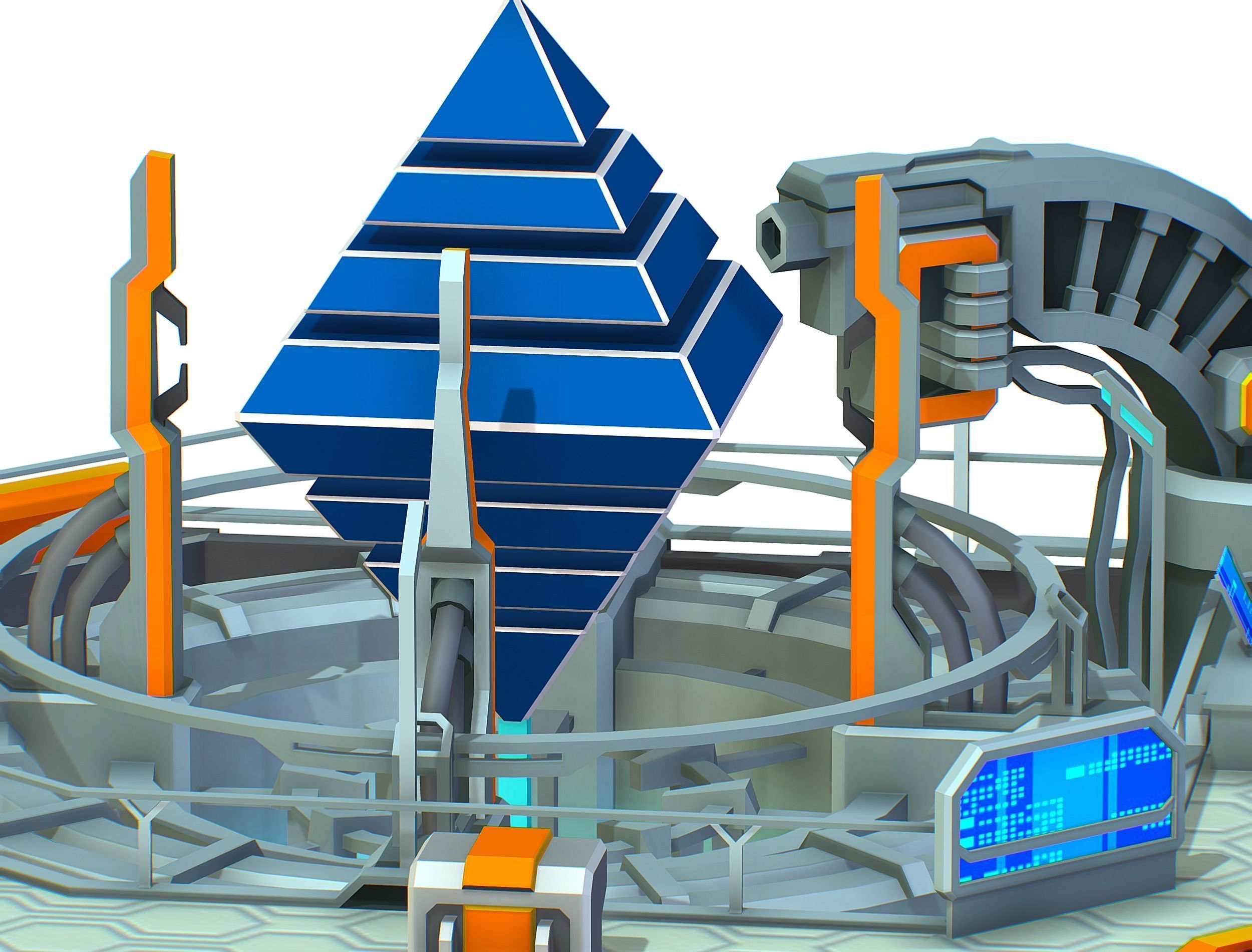 isometrical Computing Center Server Core Low-poly 3D model_16