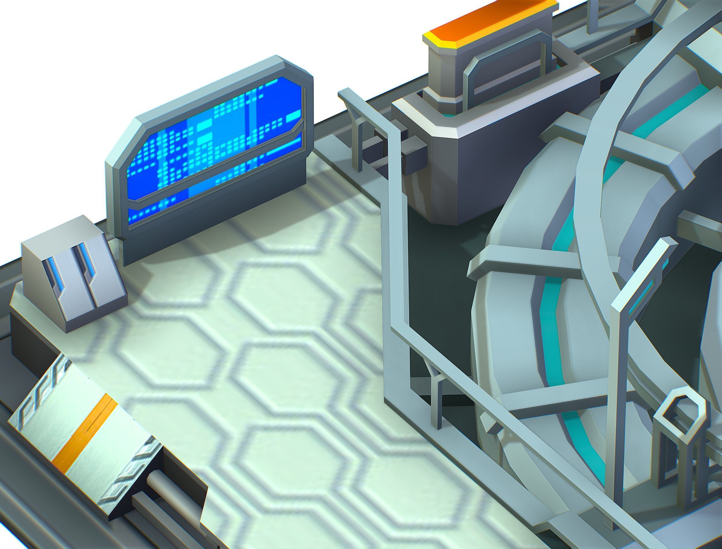 isometrical Computing Center Server Core Low-poly 3D model_19