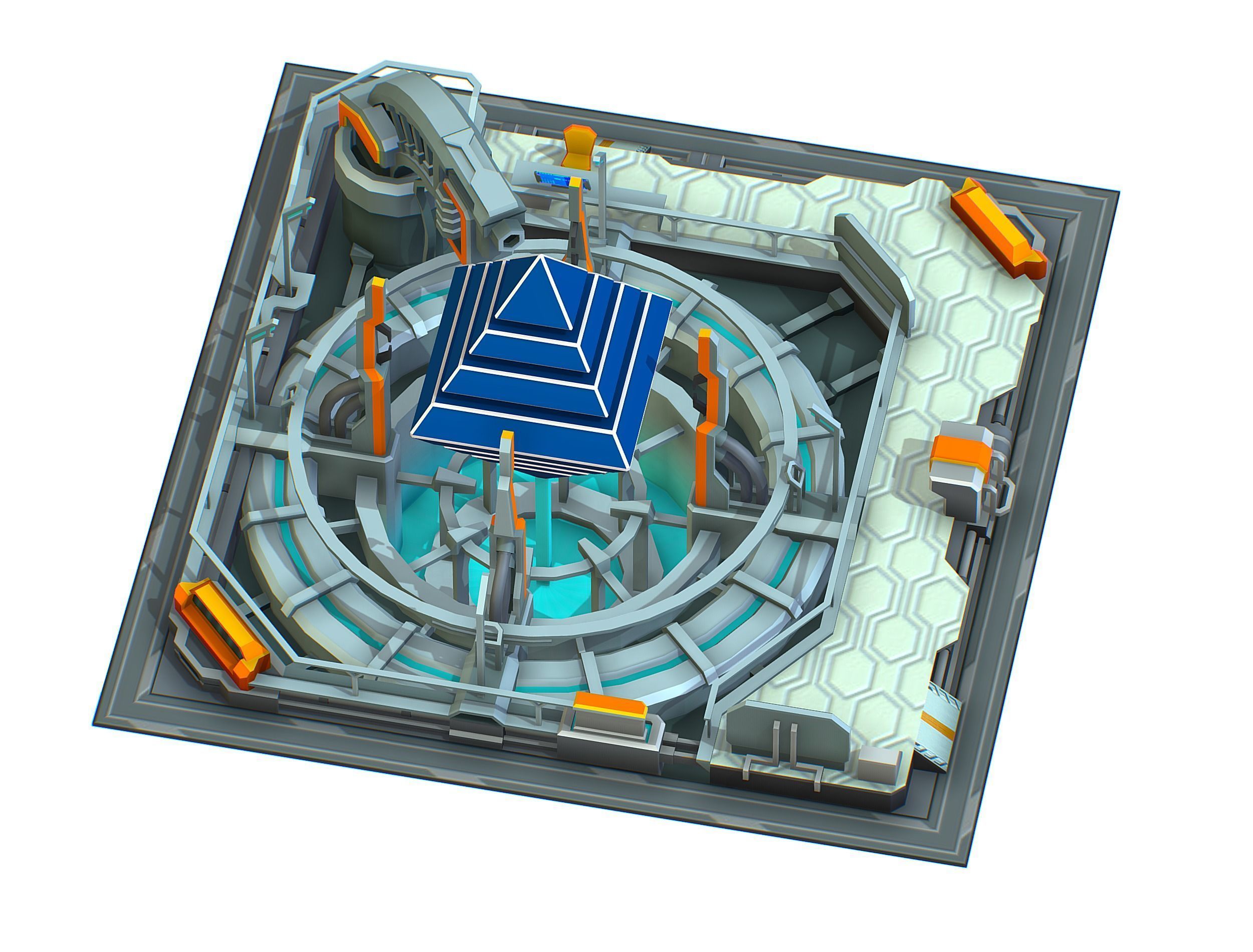 isometrical Computing Center Server Core Low-poly 3D model_7