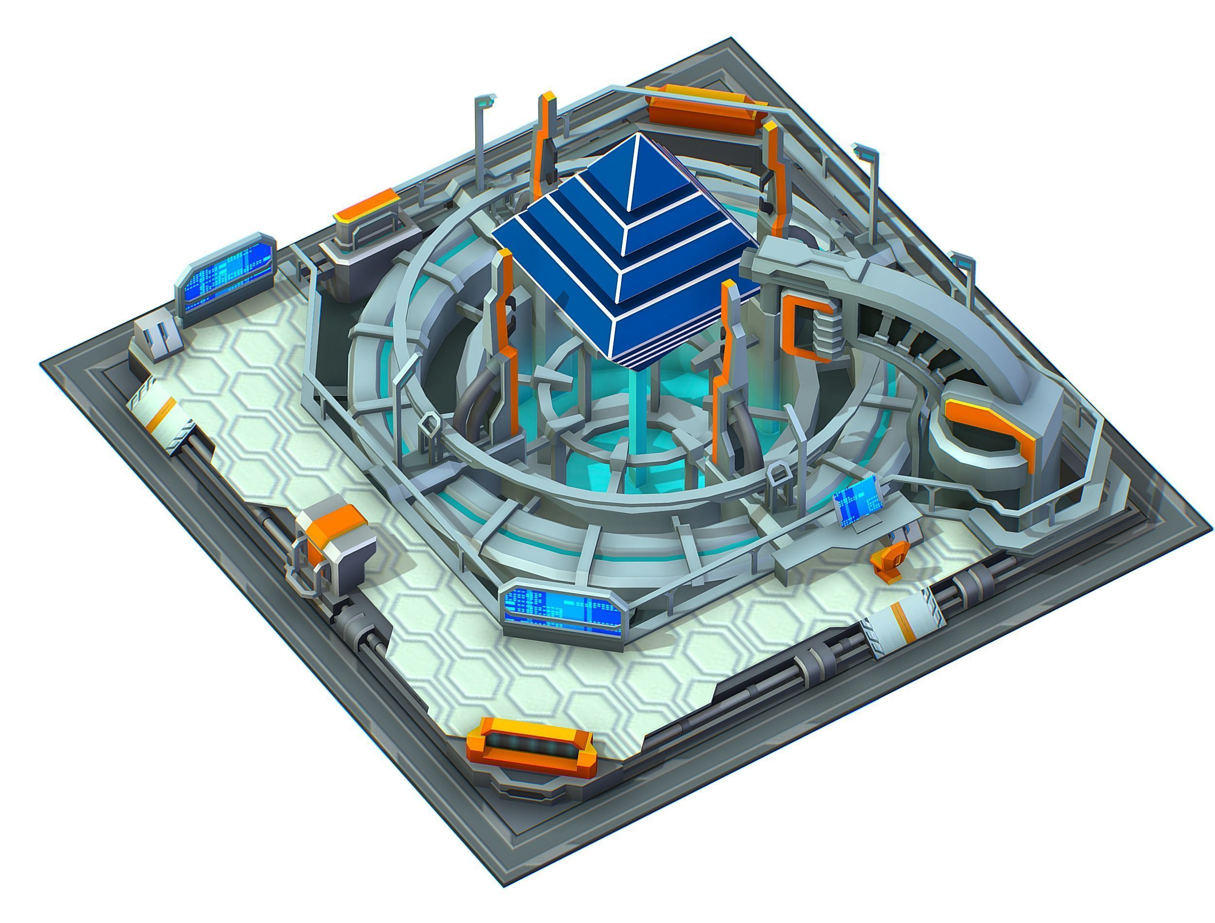 isometrical Computing Center Server Core Low-poly 3D model_1