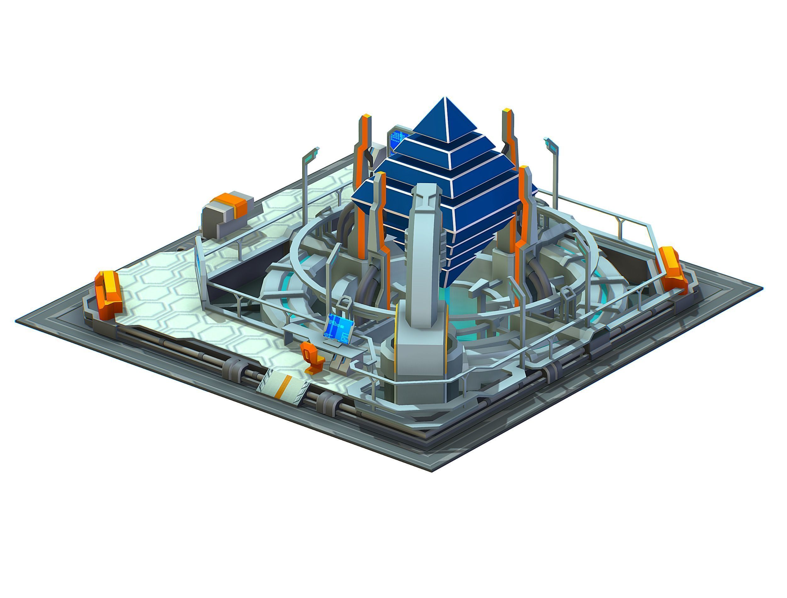 isometrical Computing Center Server Core Low-poly 3D model_13