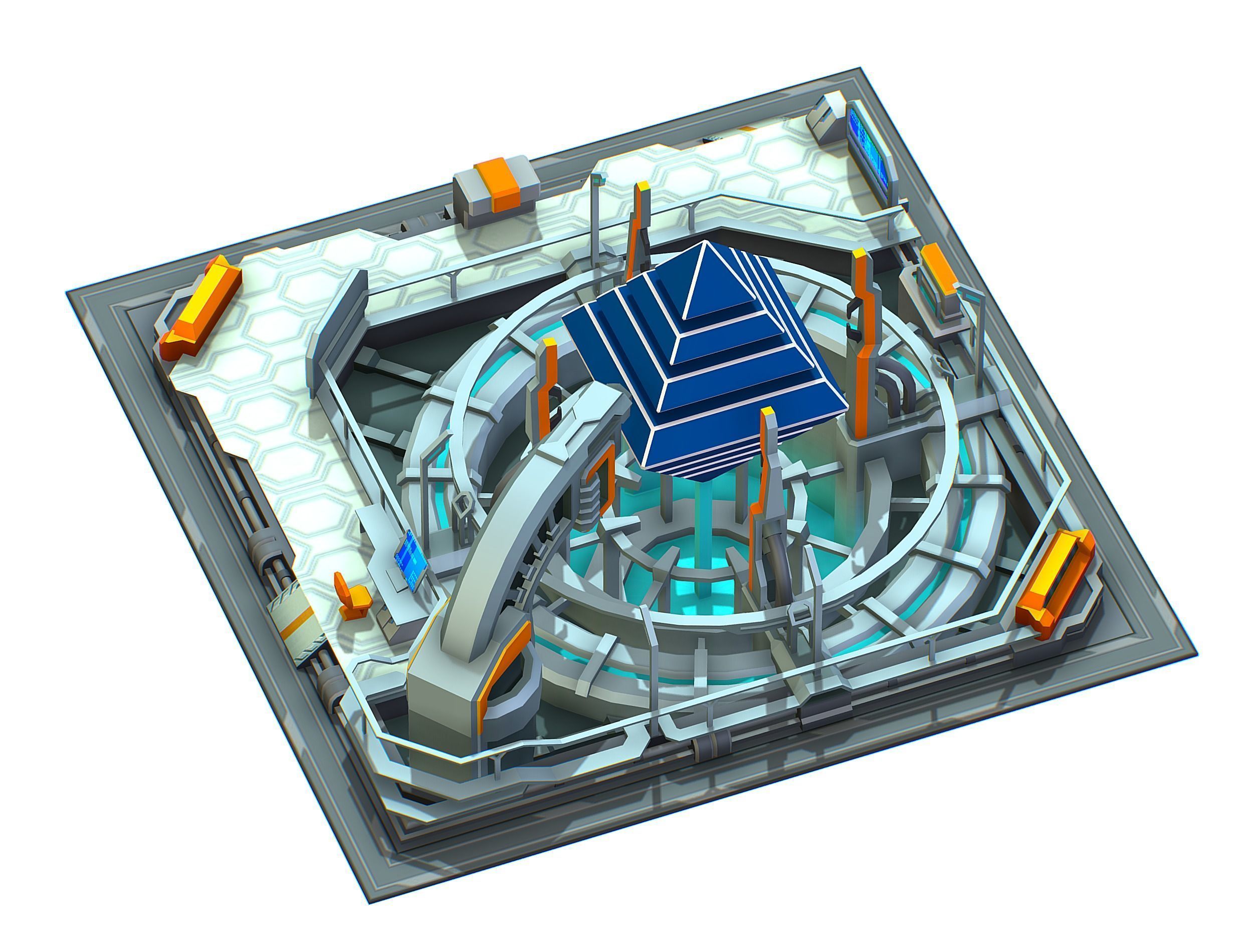 isometrical Computing Center Server Core Low-poly 3D model_4