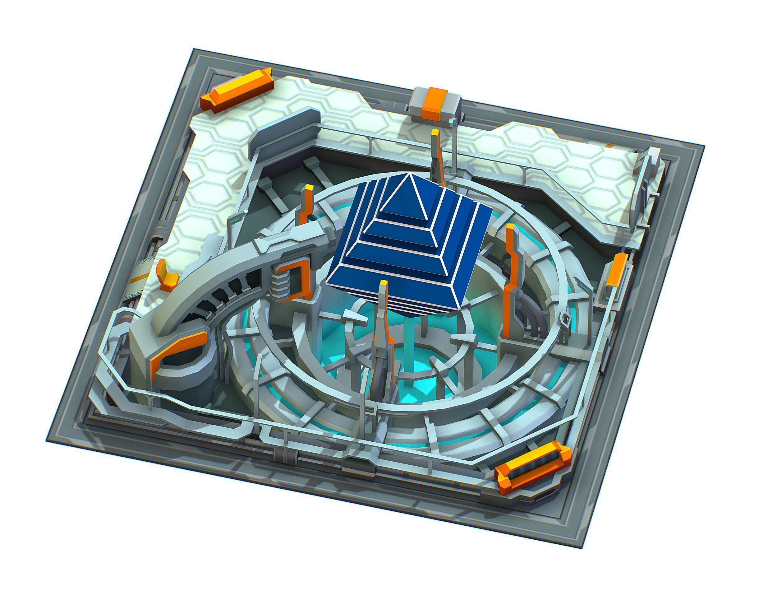 isometrical Computing Center Server Core Low-poly 3D model_5