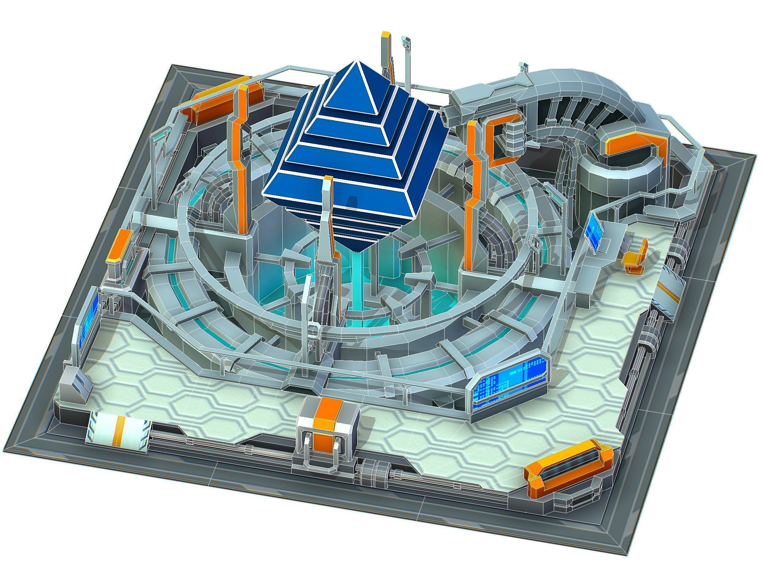 isometrical Computing Center Server Core Low-poly 3D model_22