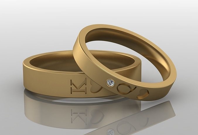 Engagment ring King and Queen 3D print model