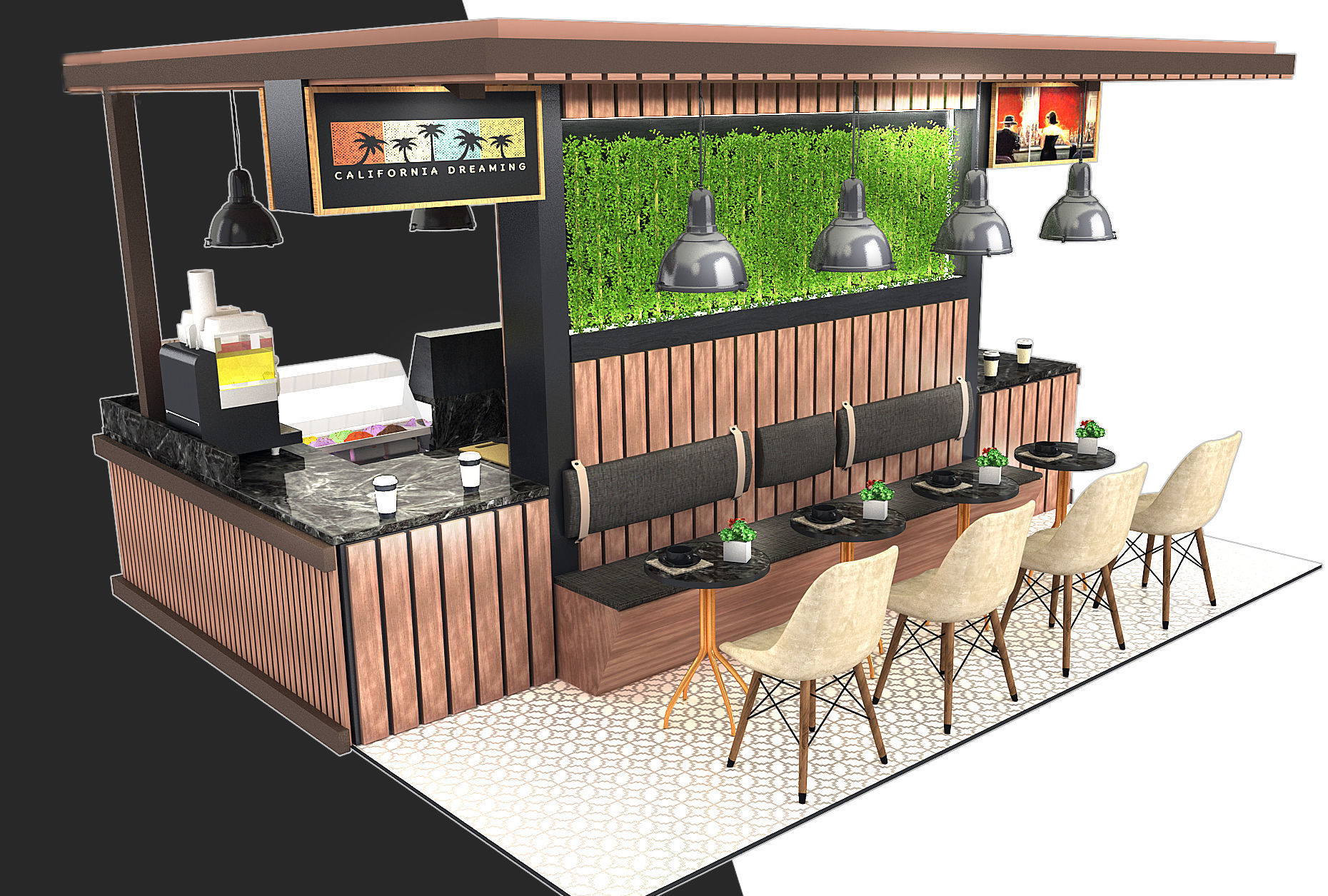 Cafe stand 3d model 3D model_3