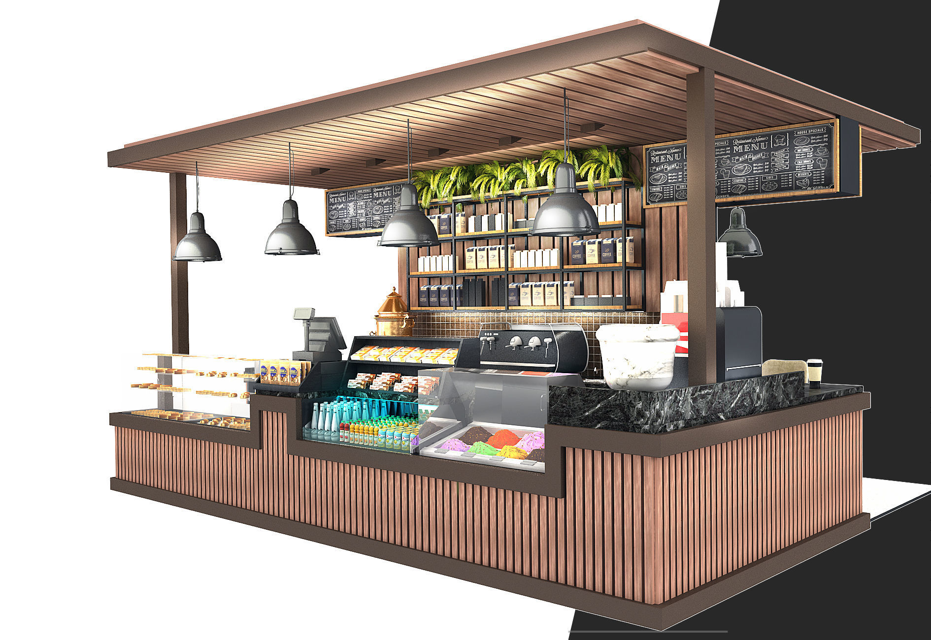 Cafe stand 3d model 3D model_1