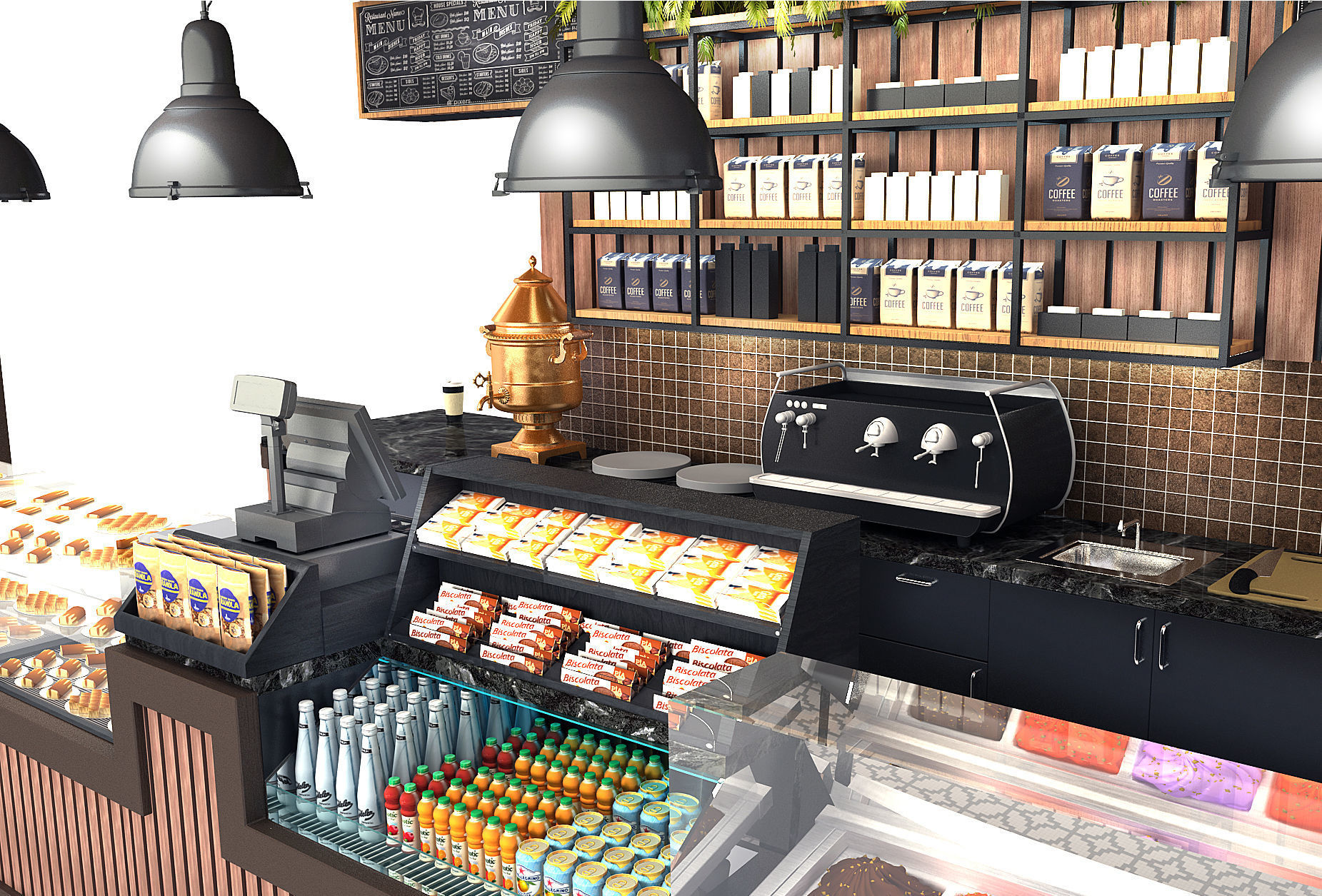 Cafe stand 3d model 3D model_5