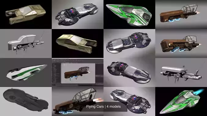 Flying Cars 3D Model Collection