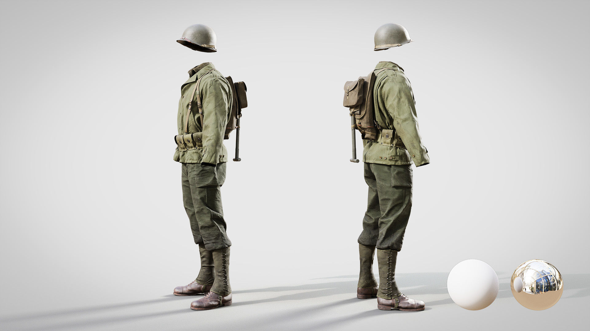US WWII Infantry Soldier 3D model_2