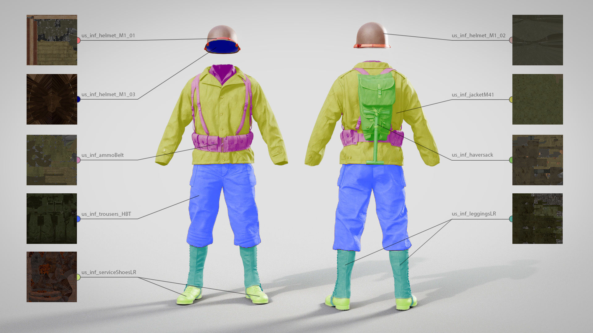 US WWII Infantry Soldier 3D model_13