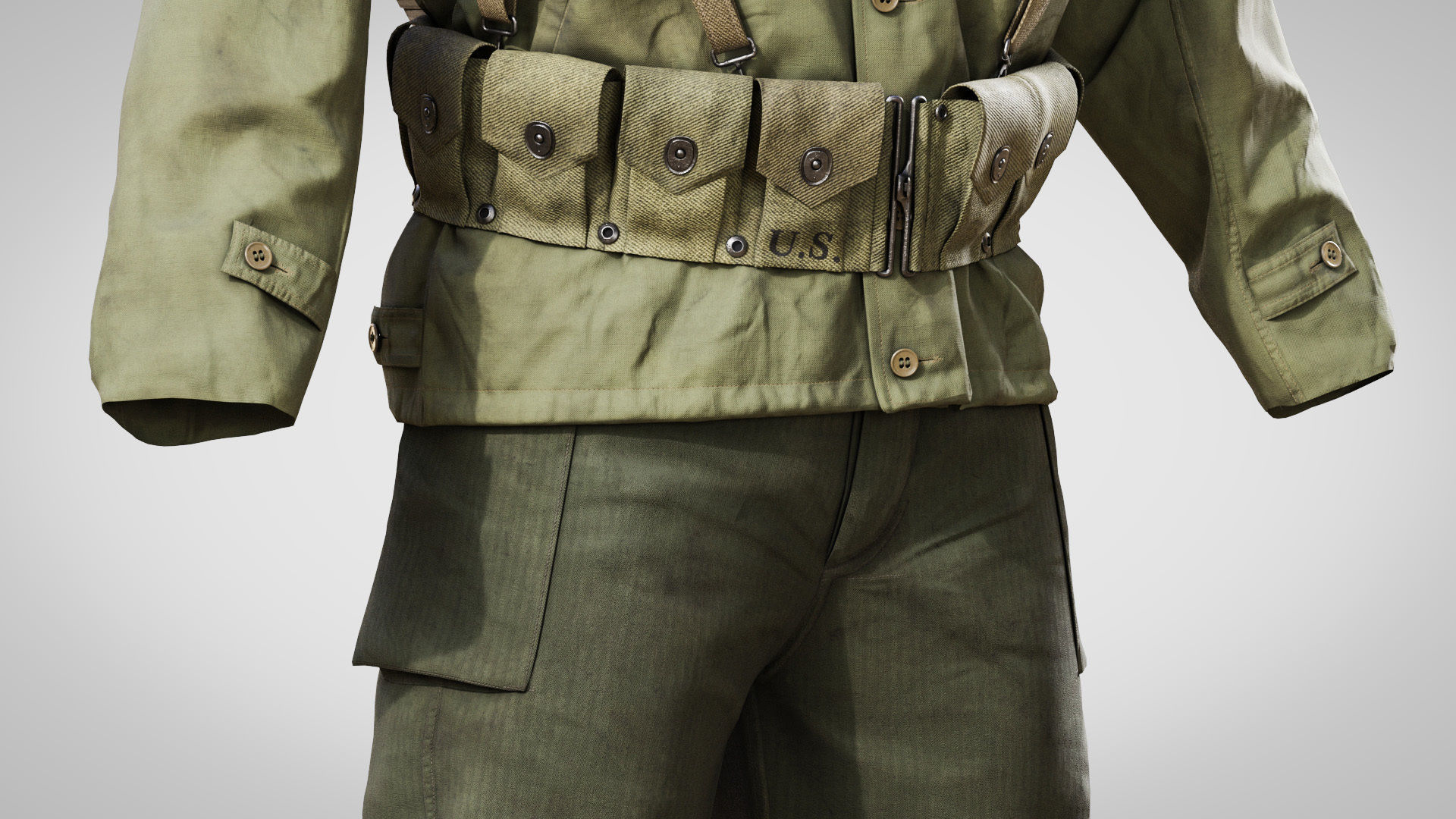 US WWII Infantry Soldier 3D model_5