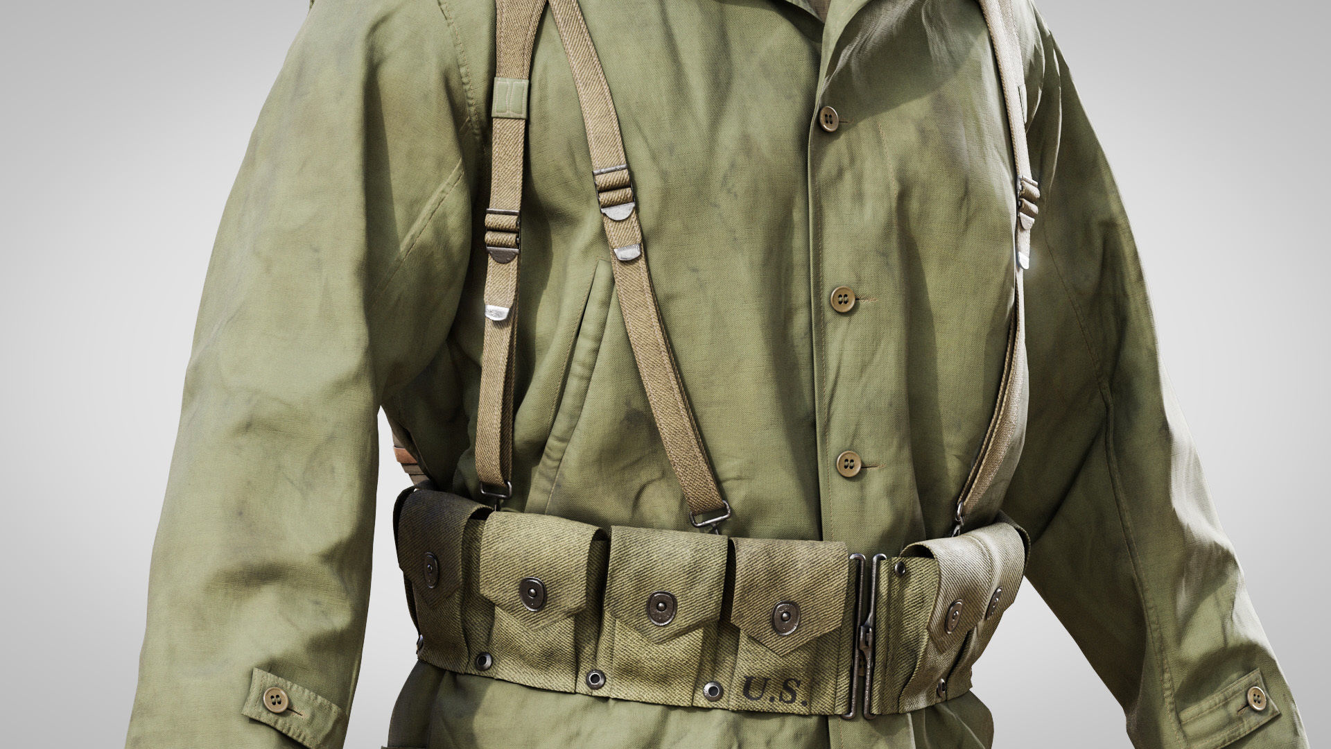 US WWII Infantry Soldier 3D model_4