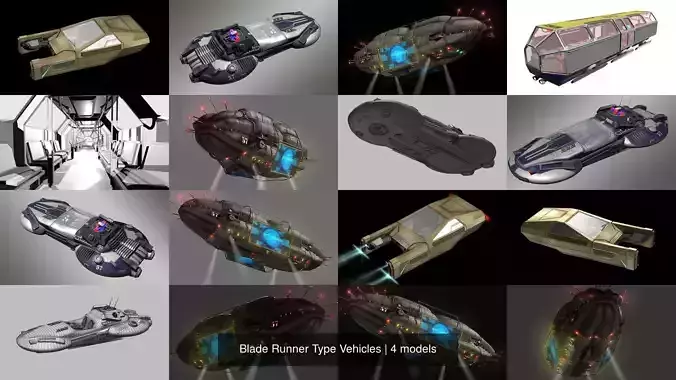 Blade Runner Type Vehicles 3D Model Collection