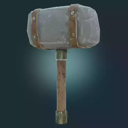 Stylized hammer with leather straps PBR-low-poly game ready