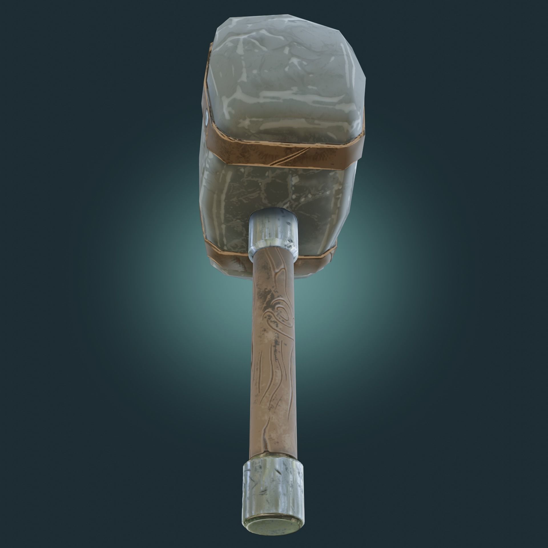 Stylized hammer with leather straps PBR-low-poly game ready Low-poly 3D model_5