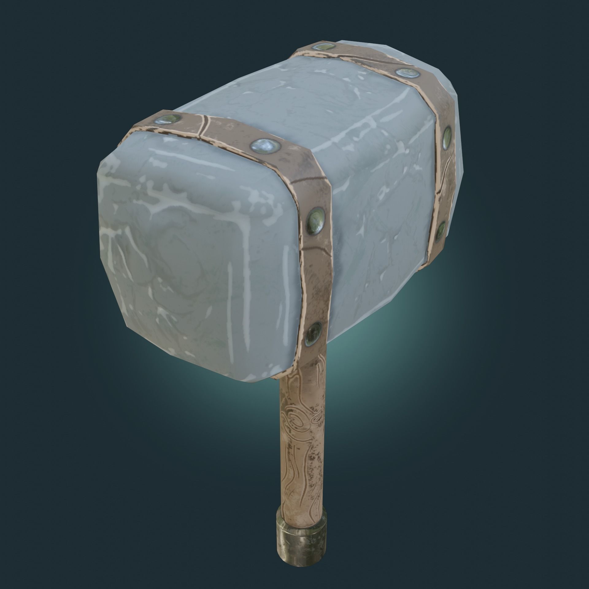 Stylized hammer with leather straps PBR-low-poly game ready Low-poly 3D model_2