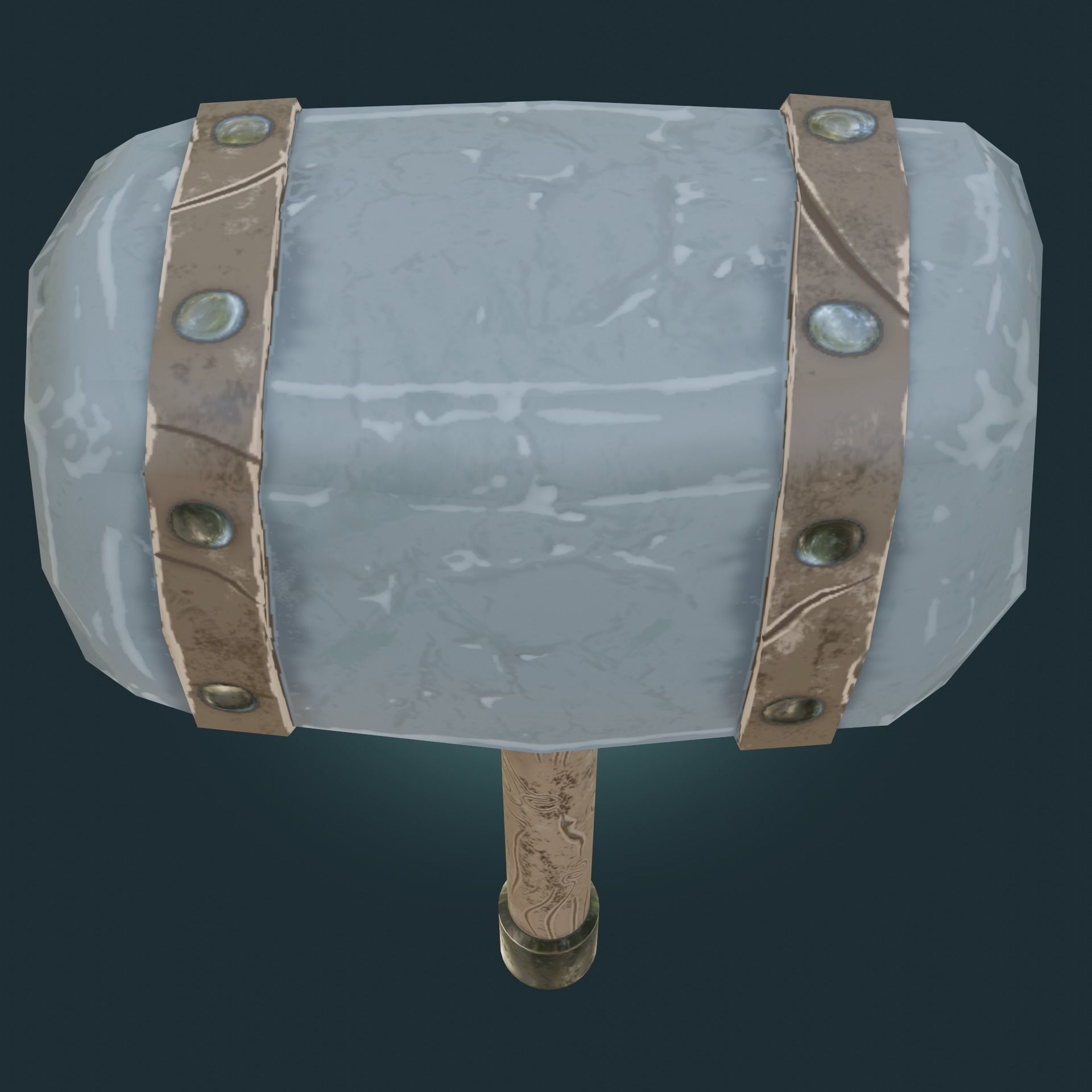 Stylized hammer with leather straps PBR-low-poly game ready Low-poly 3D model_4