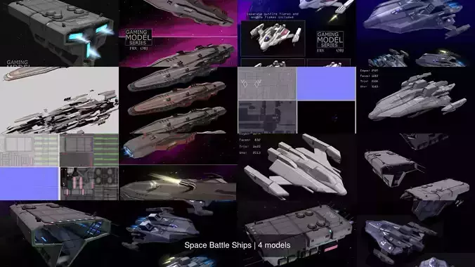 Space Battle Ships 3D Model Collection
