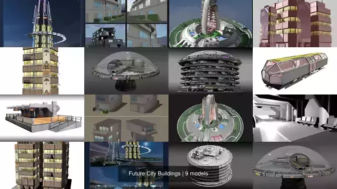 Future City Buildings 3D Model Collection