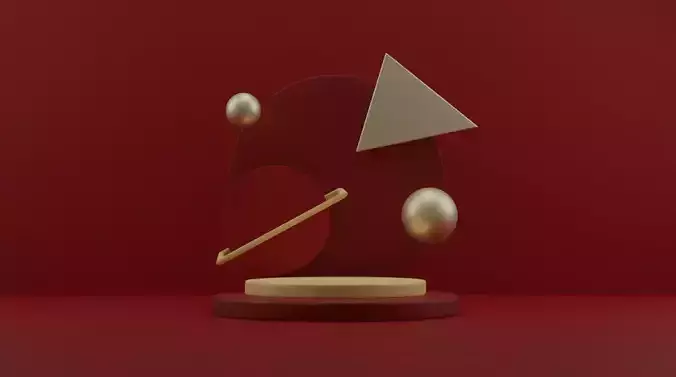 minimal geometric scene mockup 3D model