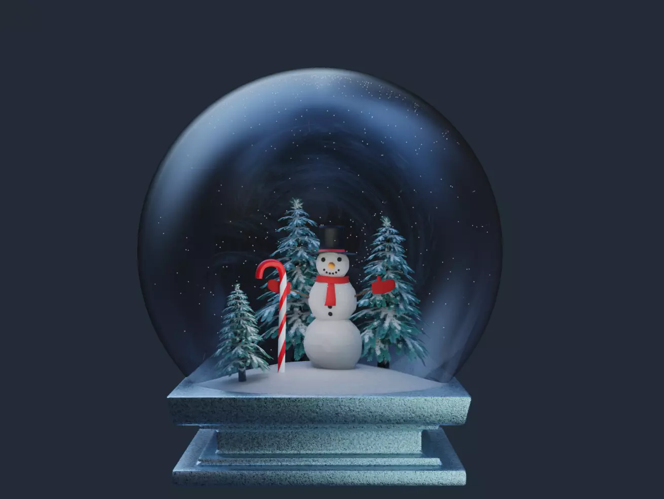 Snowball with snowman 3D model