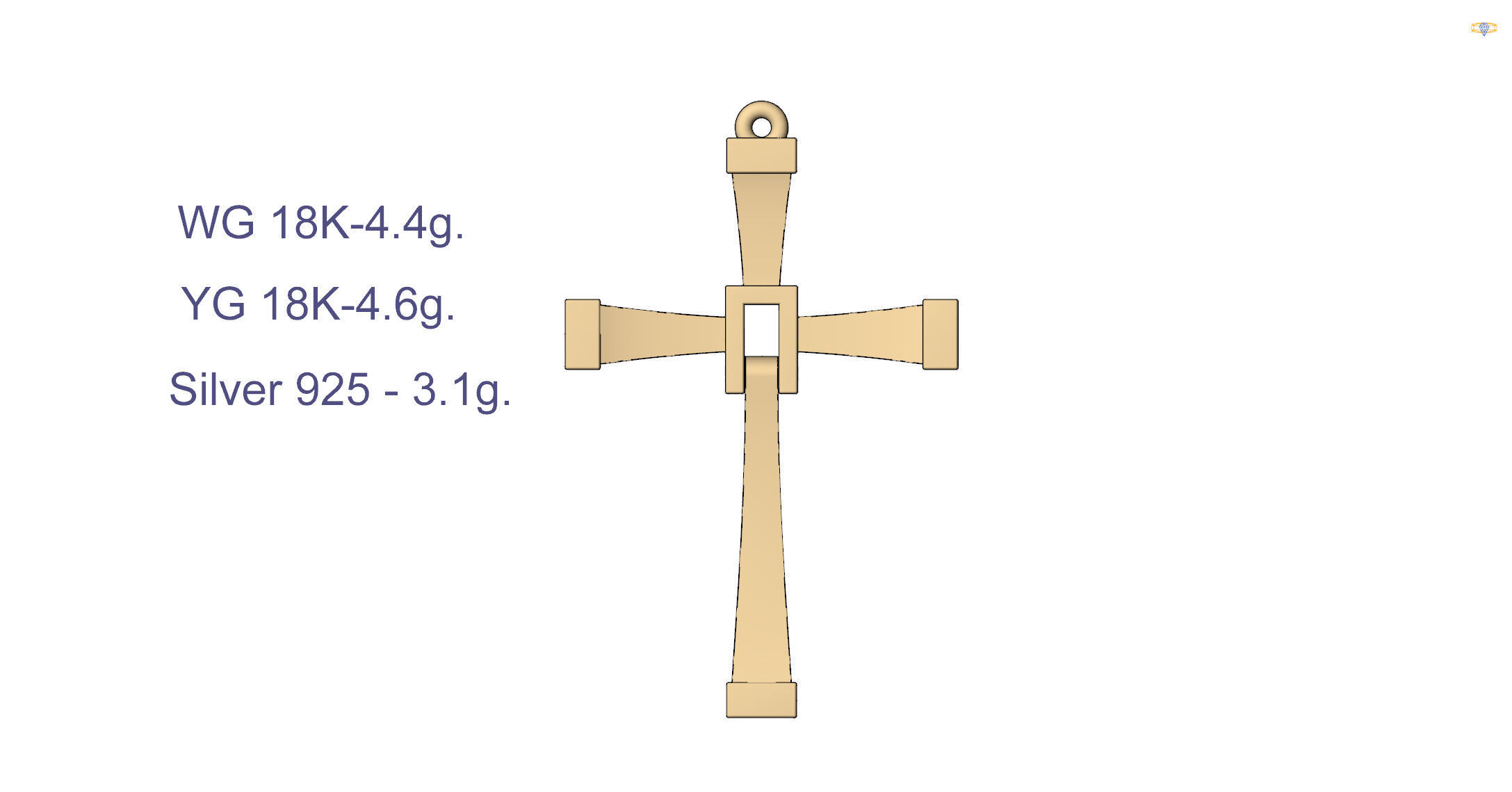 pendant cross 3D print model_9