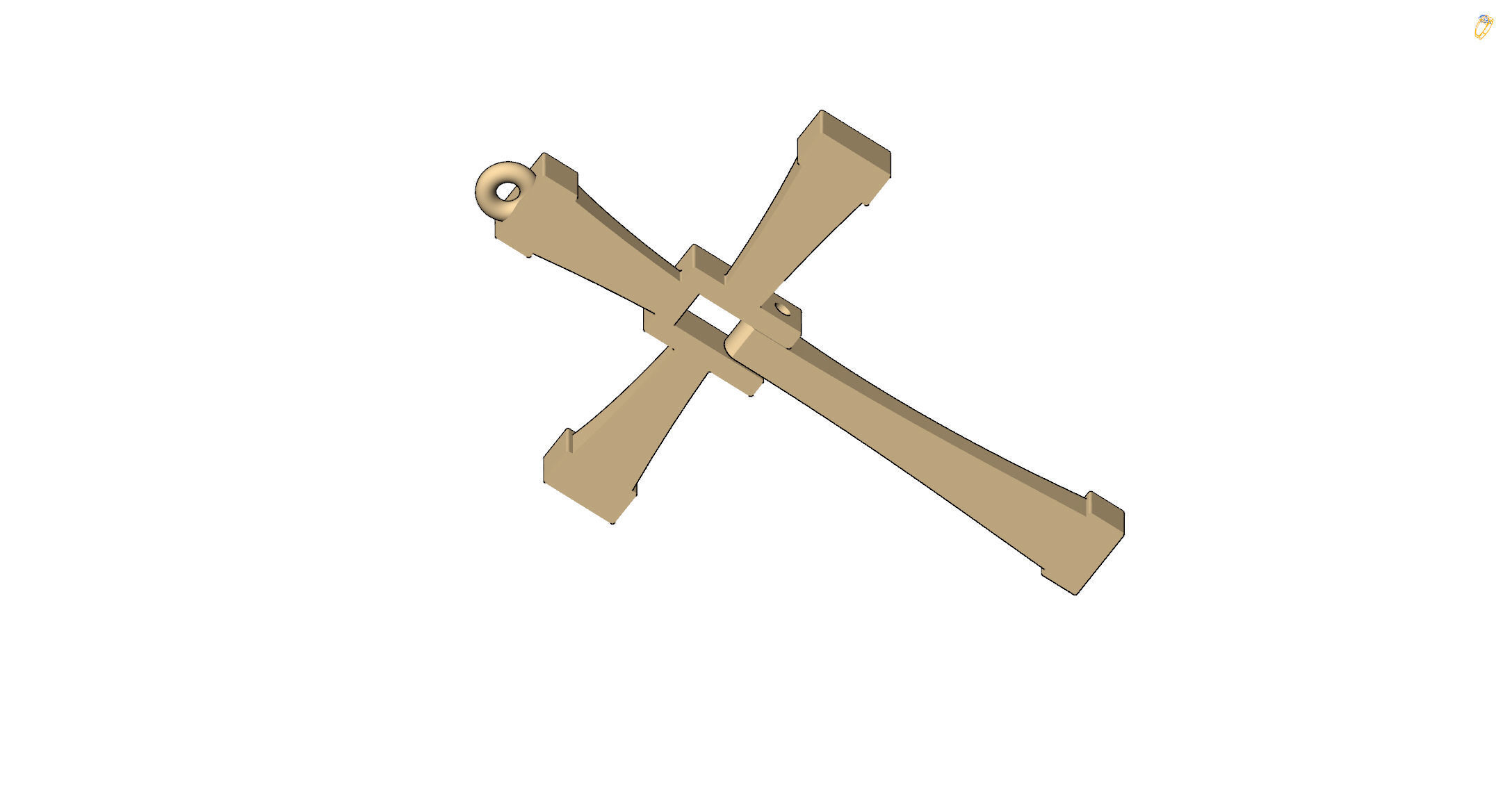 pendant cross 3D print model_8