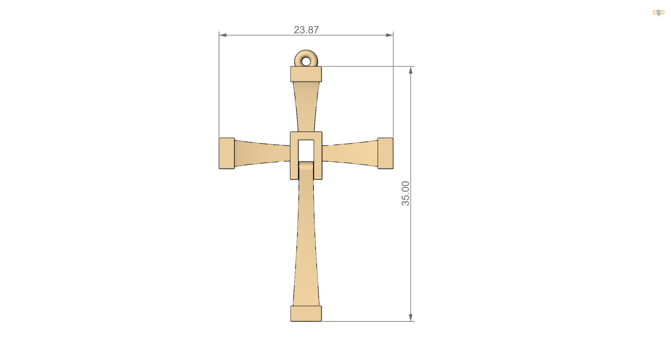 pendant cross 3D print model_4