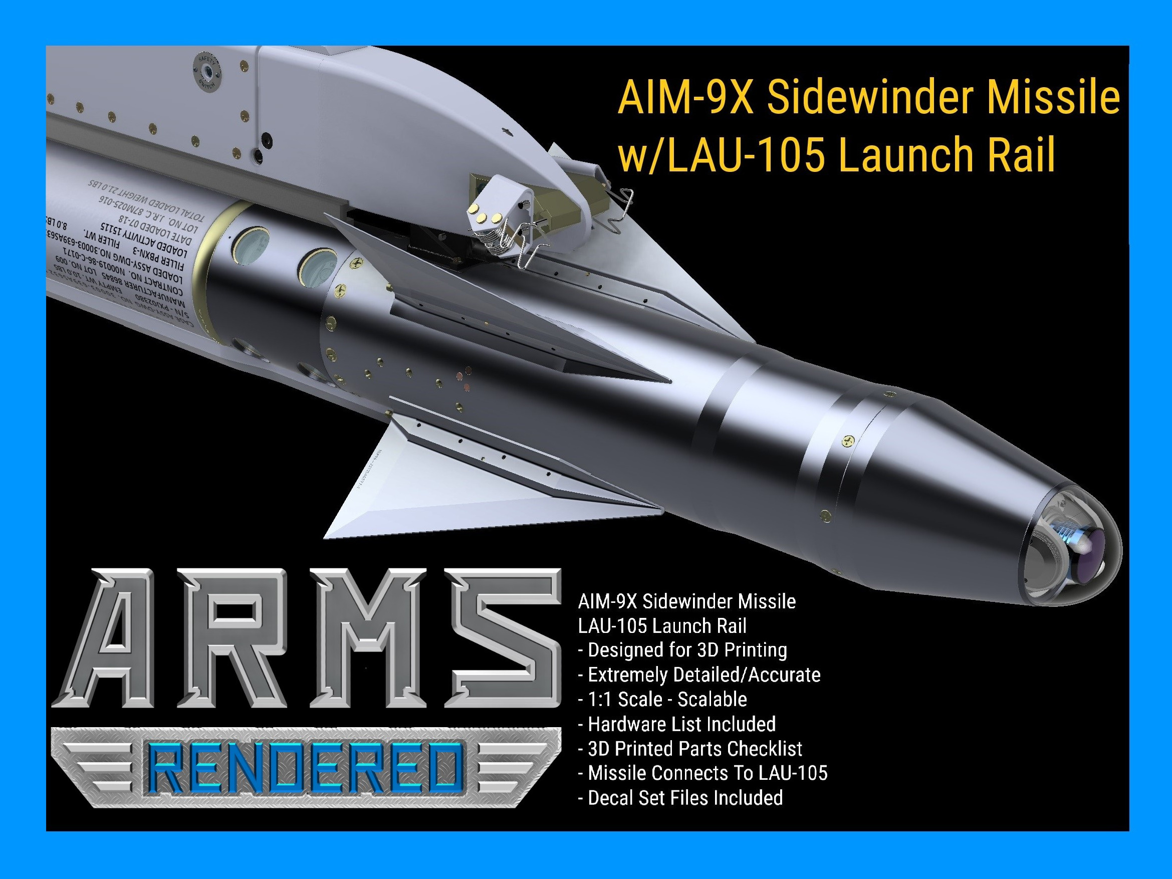 AIM-9X Sidewinder - Extreme Detail-Accuracy - 3D Print Ready 3D print model_4