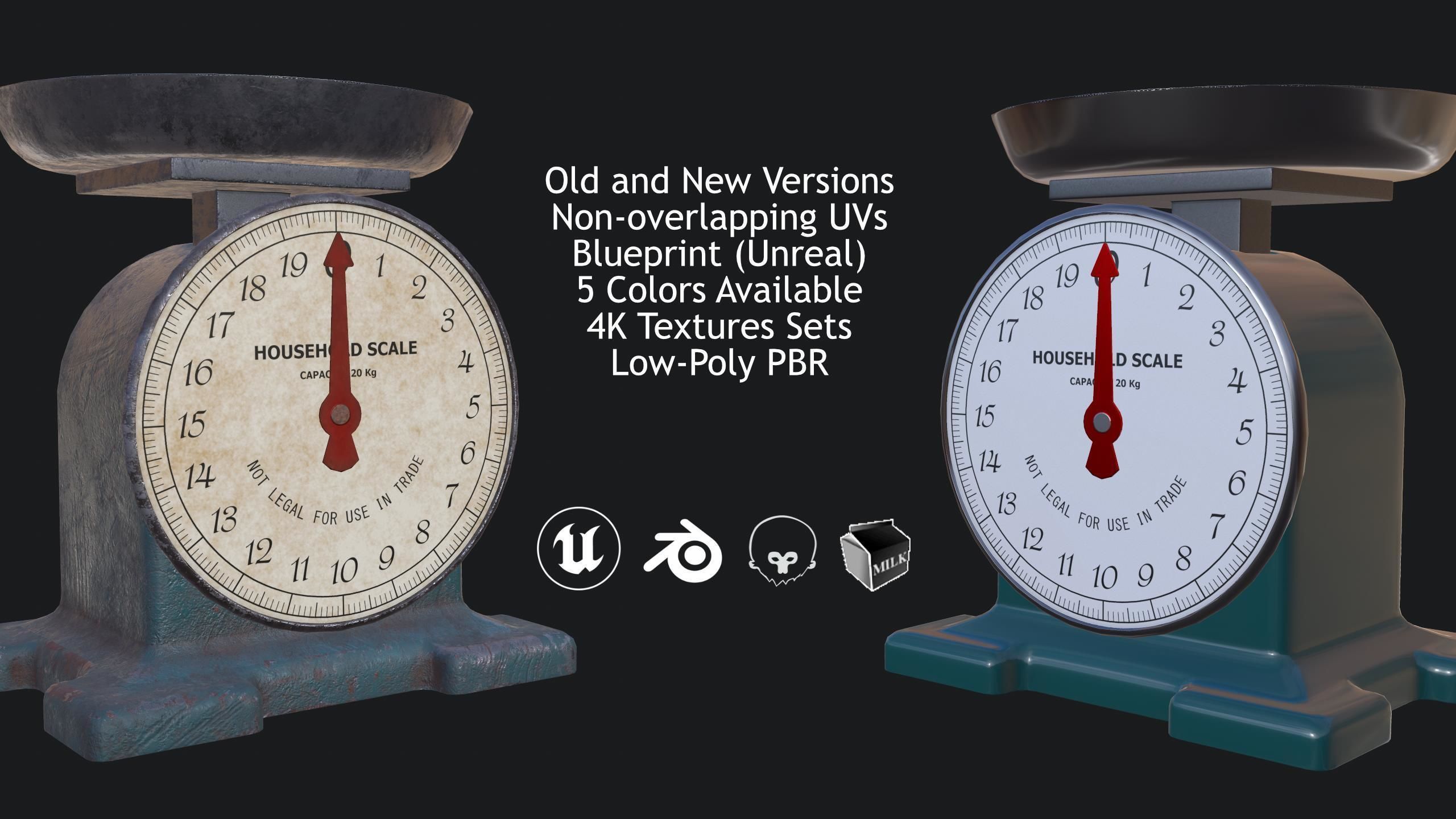 Vintage Kitchen Scale Low-poly 3D model_5