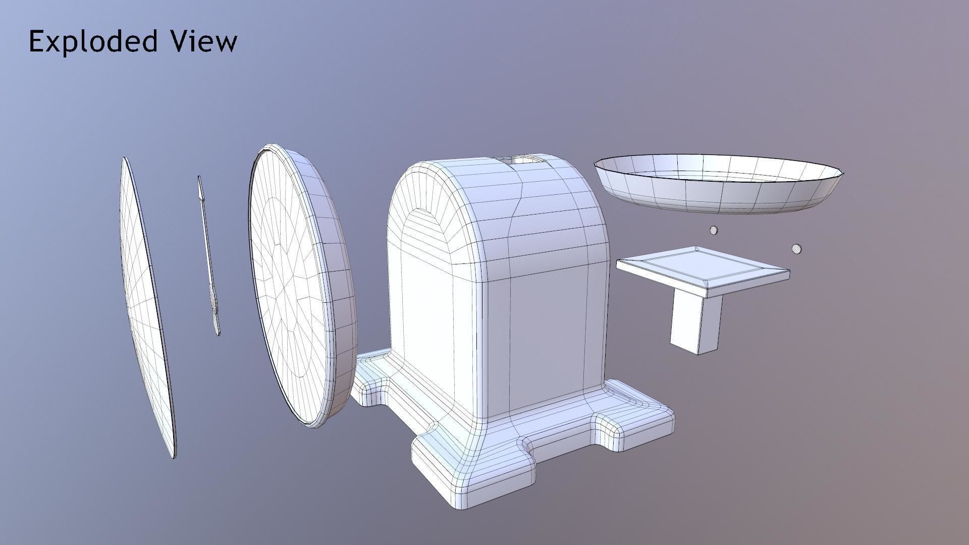 Vintage Kitchen Scale Low-poly 3D model_43