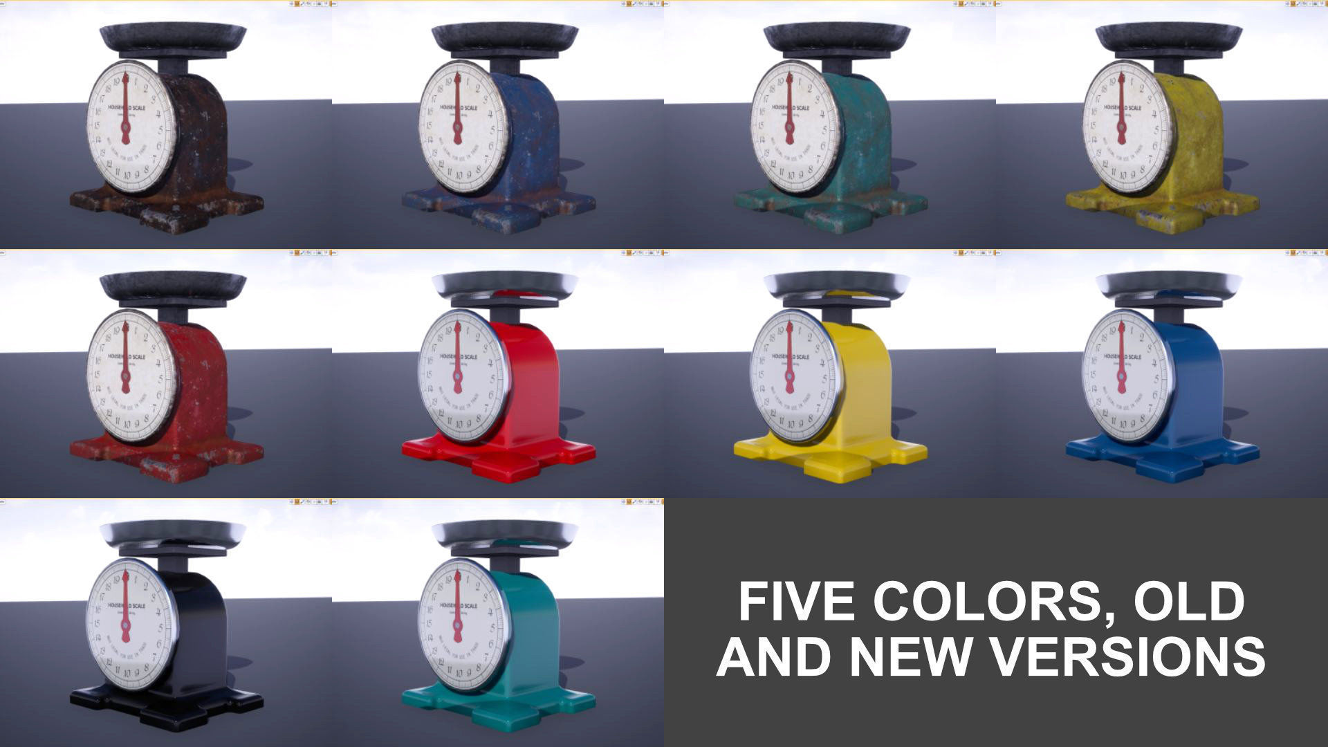 Vintage Kitchen Scale Low-poly 3D model_6